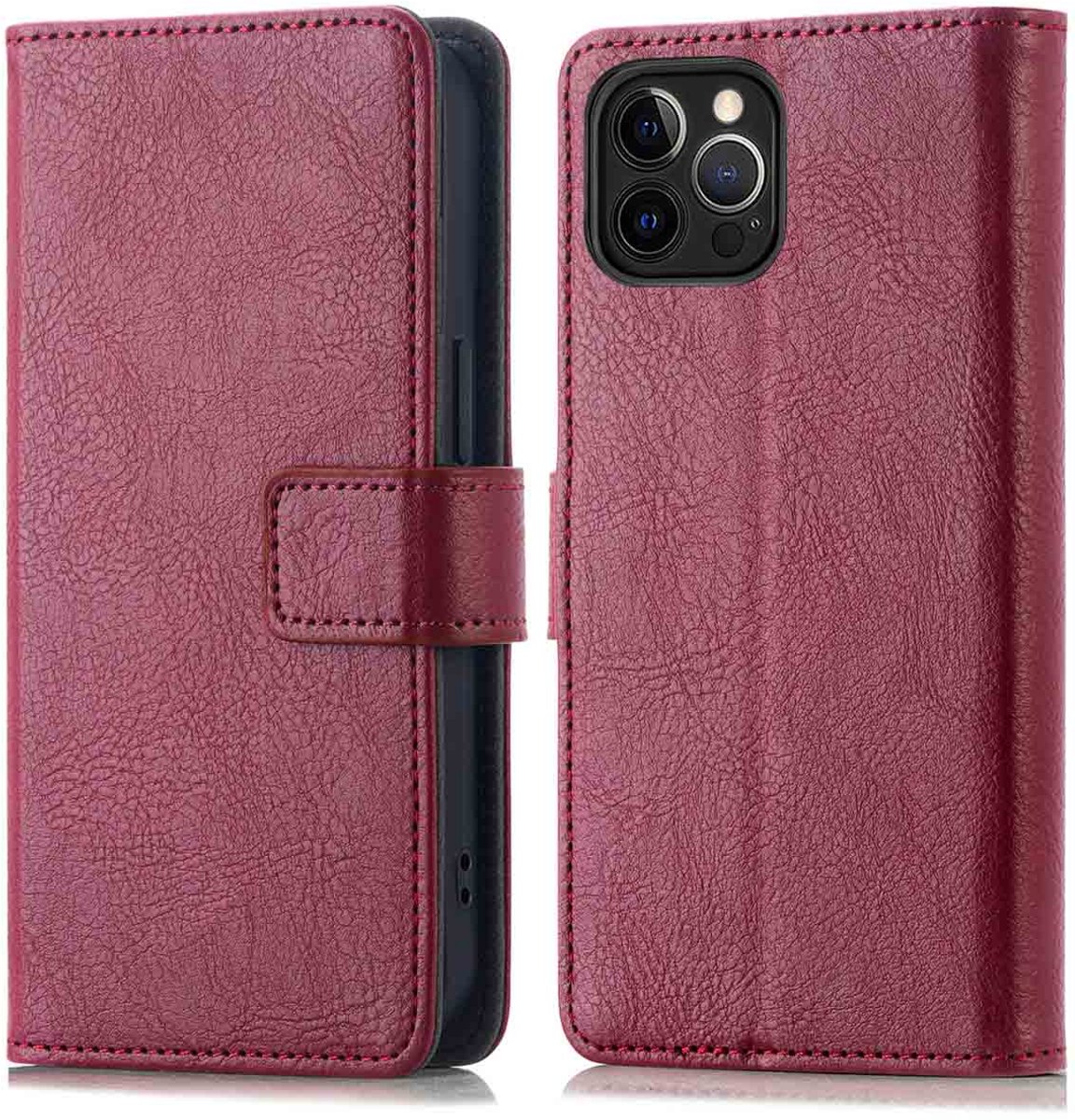 imoshion Hoesje - Geschikt voor Apple iPhone 12 Pro / 12 - Luxe Bookcase - Bordeaux