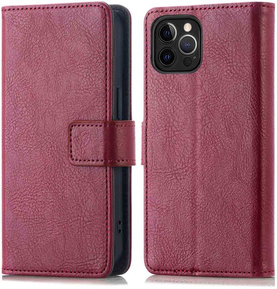 imoshion Hoesje - Geschikt voor Apple iPhone 12 Pro / 12 - Luxe Bookcase - Bordeaux