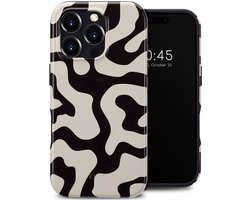 Selencia Hoesje - Geschikt voor Apple iPhone 16 Pro - Backcover geschikt voor MagSafe - Art Wave Black