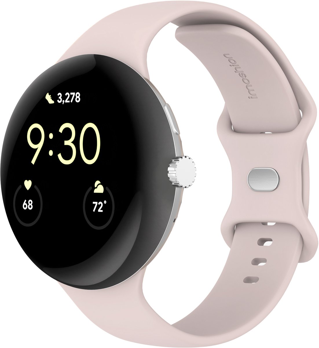 Siliconen⁺ bandje - Geschikt voor Google Pixel Watch 3 / 4 (45 mm) - Maat S - Roze