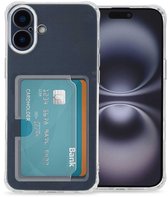 Transparante hoes voor iPhone met vak voor bankpas naast de camera.