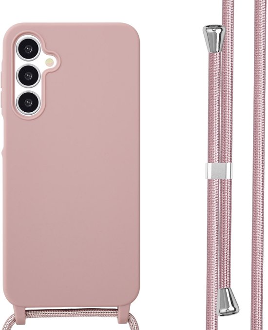 Siliconen hoesje met verstelbaar koord voor Samsung Galaxy A16 4G/5G, schokbestendig, Sand Pink