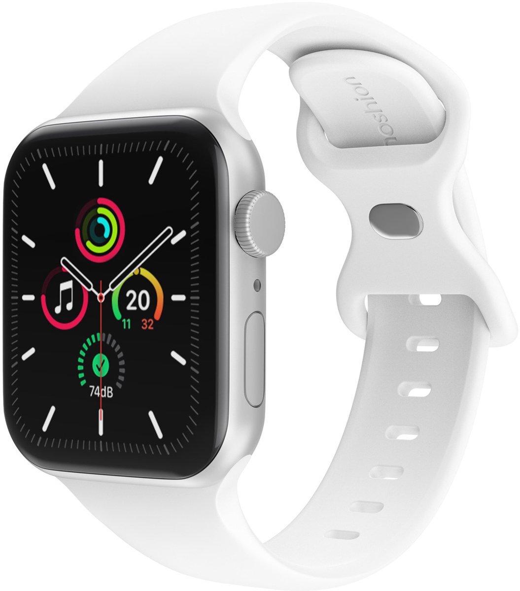 iMoshion Siliconen⁺ bandje geschikt geschikt voor Apple Watch Series 1 / 2 / 3 / 4 / 5 / 6 / 7 / 8 / 9 / SE - 38 / 40 / 41 mm - White - Maat S/M
