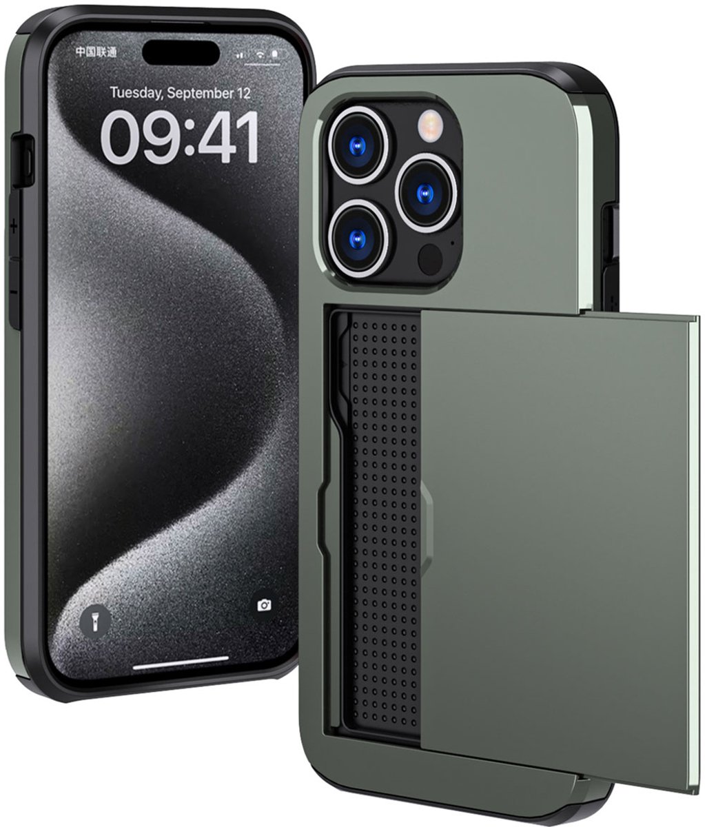 imoshion Hoesje met Pasjeshouder - Geschikt voor Apple iPhone 15 Pro - Donkergroen