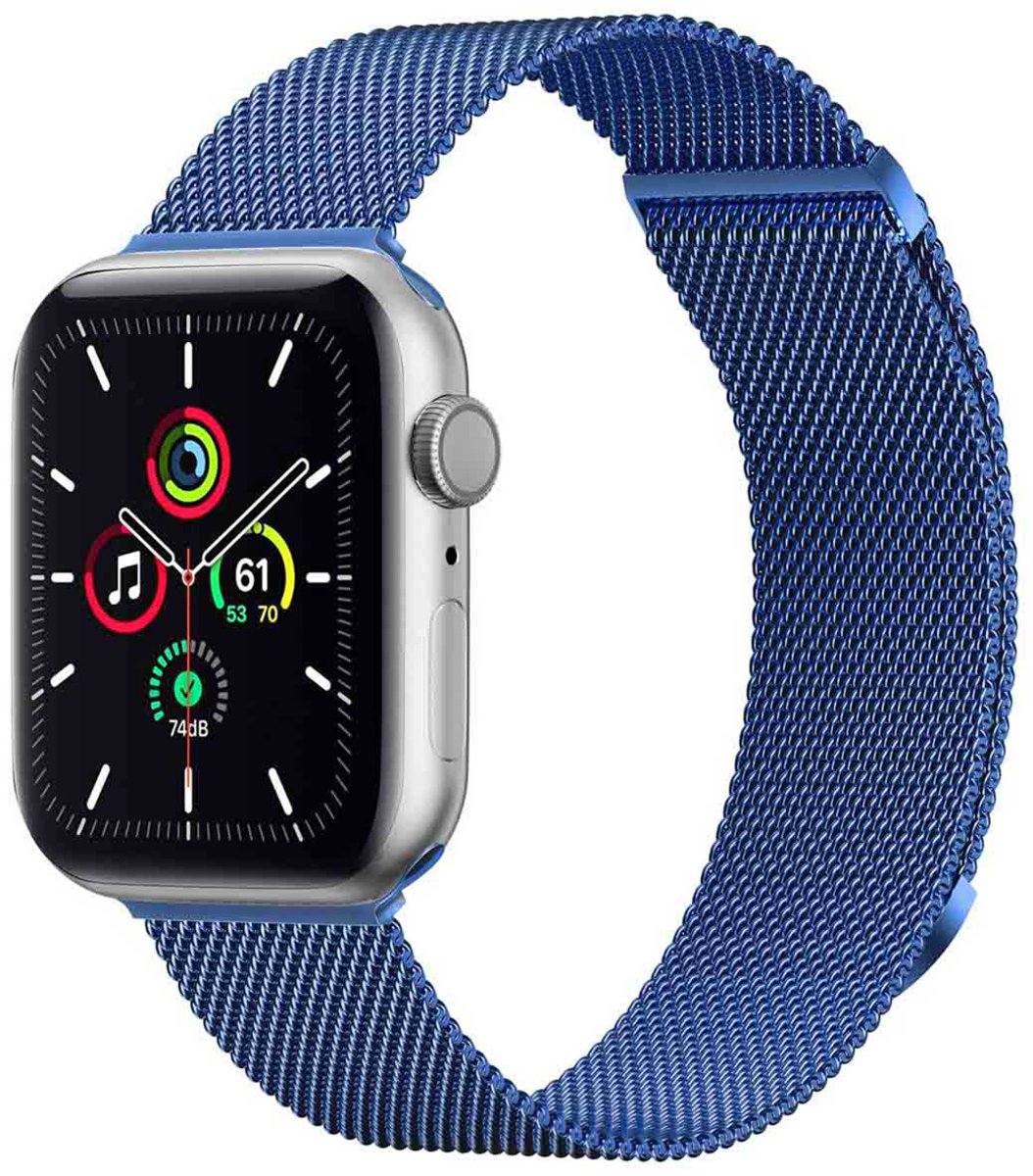 iMoshion Bandje Geschikt voor Apple Watch Bandje Series 1 / 2 / 3 / 4 / 5 / 6 / 7 / 8 / 9 / SE - 38 / 40 / 41 mm Maat S - iMoshion Milanees magnetische band - Blauw