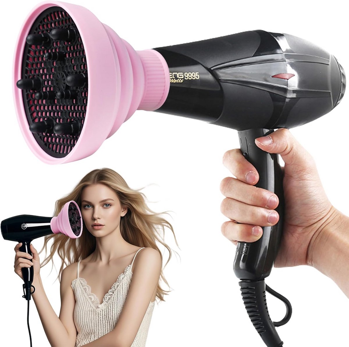 Universele Föhn Diffuser voor Krullend en Golvend Haar - Roze