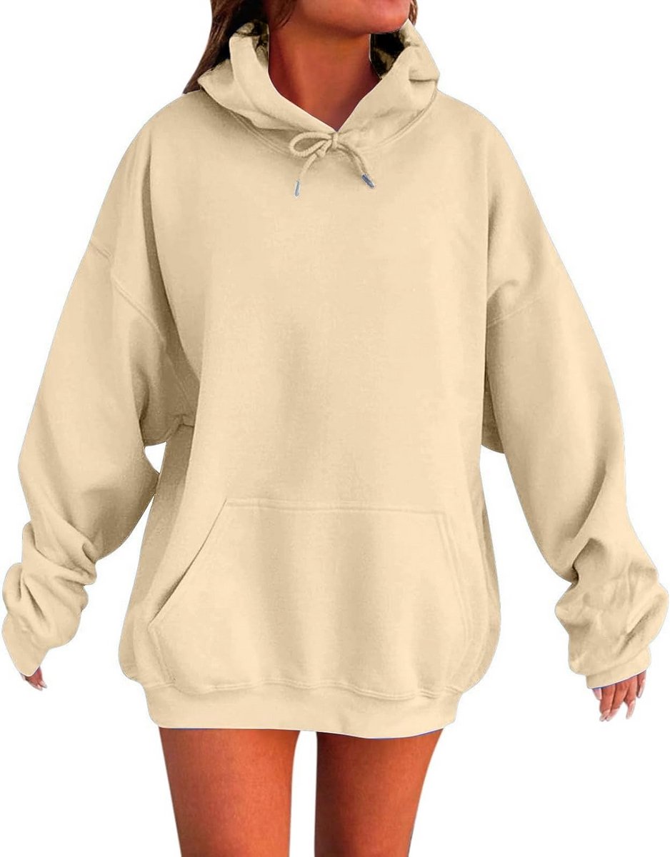 Oversized Dames Hoodie Trui Lange Mouwen met Zakken - Warm en Comfortabel voor Herfst & Winter