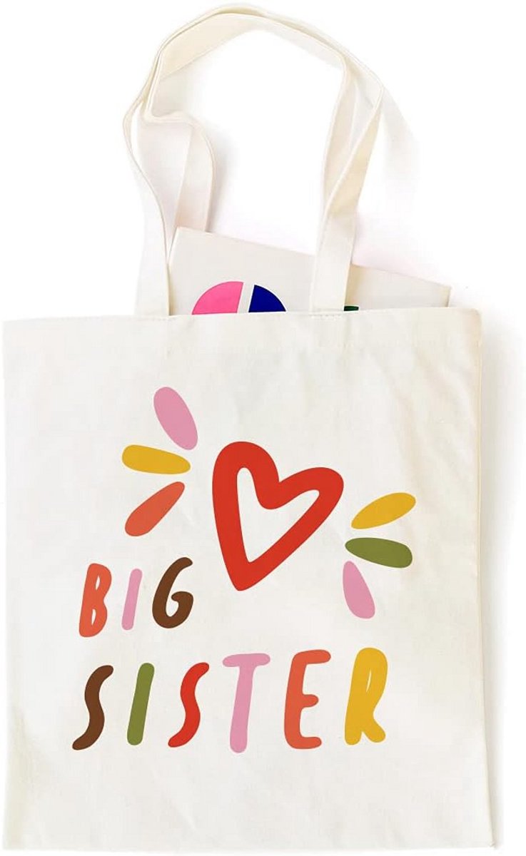 Herbruikbare Tote Bag voor Grote Zus - Katoen Canvas Draagtas Cadeau