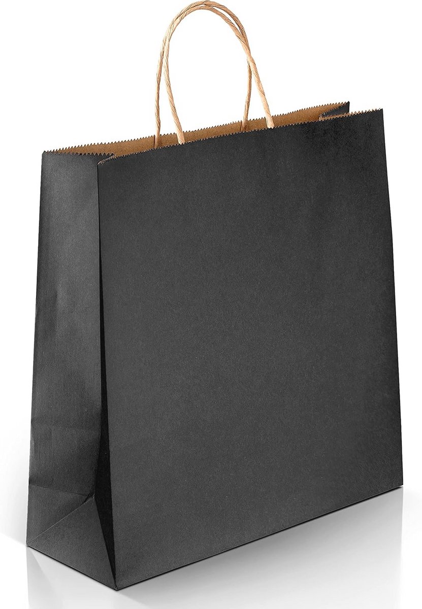 Zwarte papieren zakken met handvat - 24 stuks 24 x 31 x 11 cm