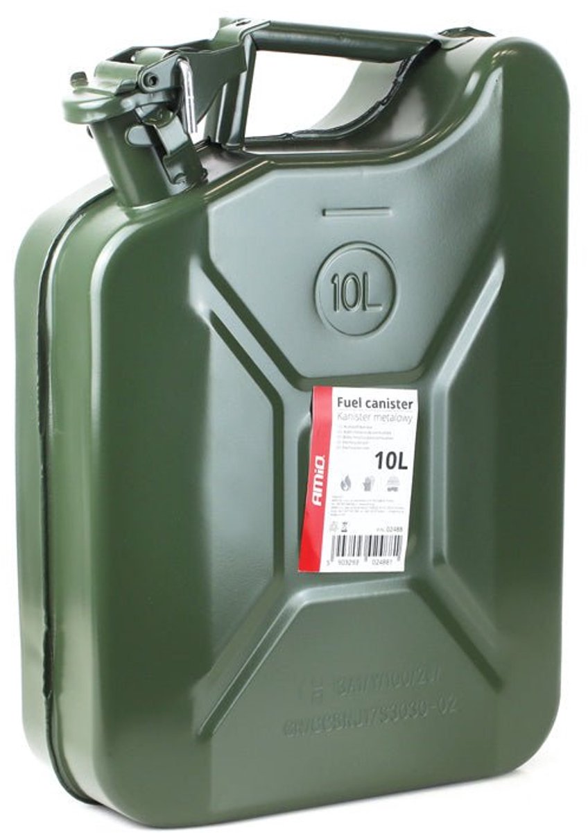 AMiO Metal Jerrycan 10L – UN-Gecertificeerde Metalen Brandstofcan Groen - Stalen Noodopslag Emergency Fuelcan Diesel Benzine