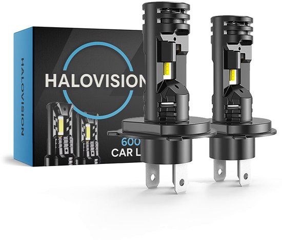 HaloVision Turbo LED Koplampen H4 – 25W 5000Lm 6000K Helder Wit – Canbus Plug en Play Dimlicht Grootlicht LED Set van 2 Autolampen