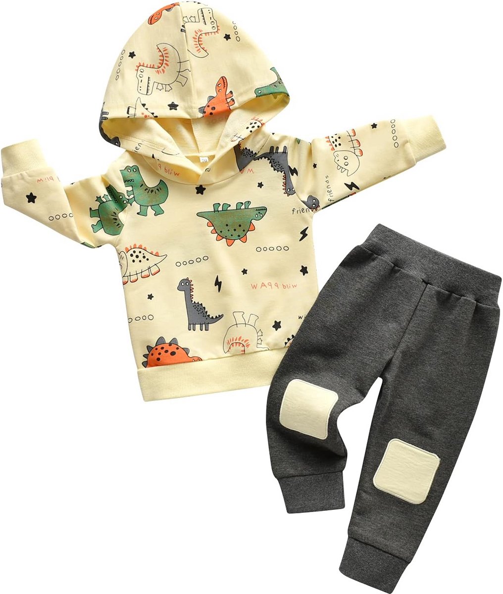 Dinosaurus Hoodie en Broek Set voor Baby en Kind - Stoere Kinderkleding