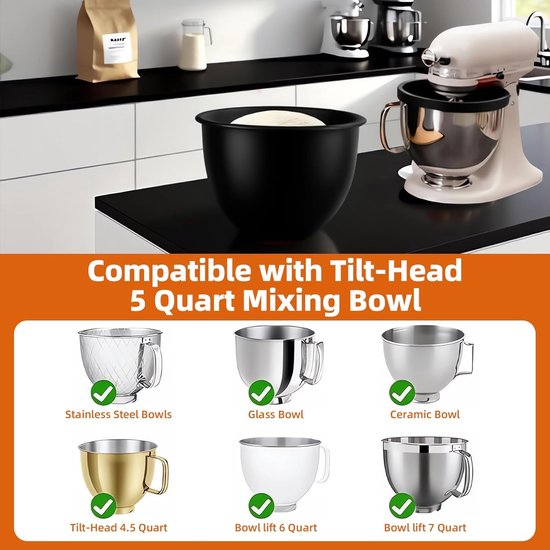 Siliconen Inzetstukken - Siliconen Mengkom Liner - Mengkom Vervanging - Mixeraccessoires - Mengkom Geschikt Voor 5 Quart Tilt-head Stand Mixers van Merkloos — afbeelding 2