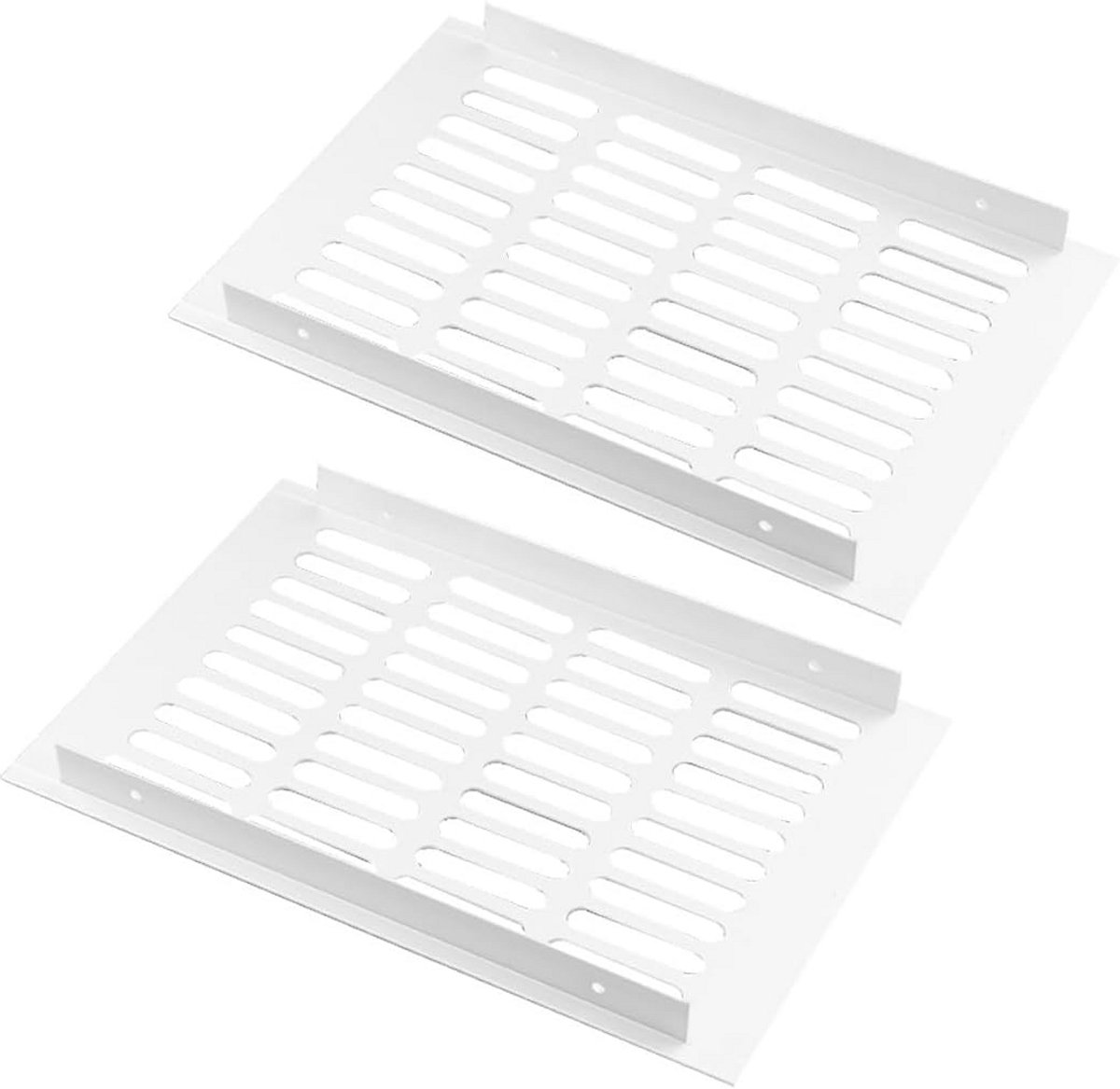 Set van 2 Witte Ventilatie Roosters voor Kasten - Rechthoekig Aluminium Luchtafvoer