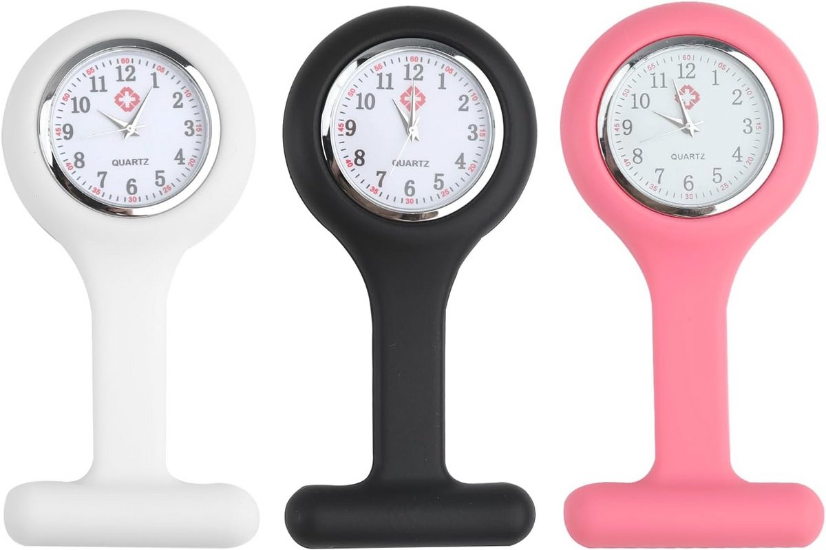 Ziekenhuis Zakhorloge - 3 Stuks - Silicone Tweedehand met Speld - Voor Zorgprofessionals - Vintage Stijl