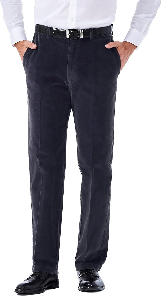 Herenbroek met klassieke pasvorm van stretch corduroy