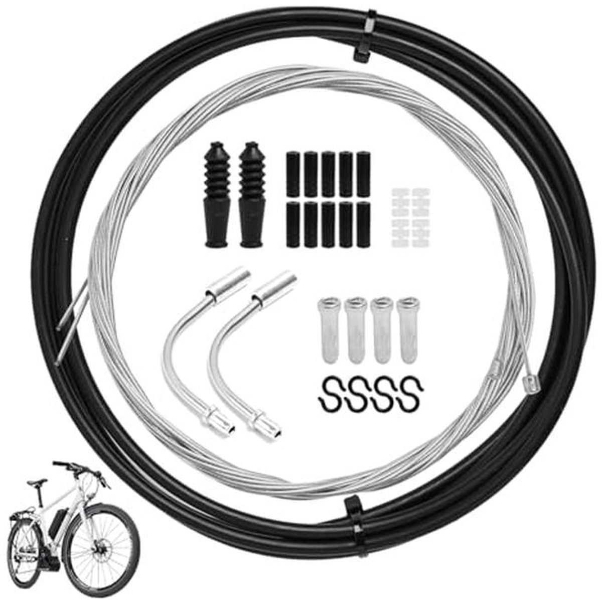 Universele Fiets Remkabel Set voor Mountainbikes en E-Bikes - Duurzaam en Eenvoudig te Monteren
