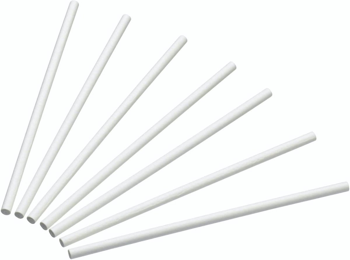 Lollipop Sticks en Cake Pops Sticks - 50 Stuks, 10 x 3 x 3 cm, Wit, Papier