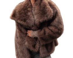 Dames Nepbontjas met Kraag en Lange Mouwen – Winter Dikke Warme Effen Kleur Fury Jas voor Vrouwen (maat S) | High Street Mode, Trendy Bovenkleding, Winterjas Dames, Warme Jas, Effen Kleur Jas, Dames Bovenkleding