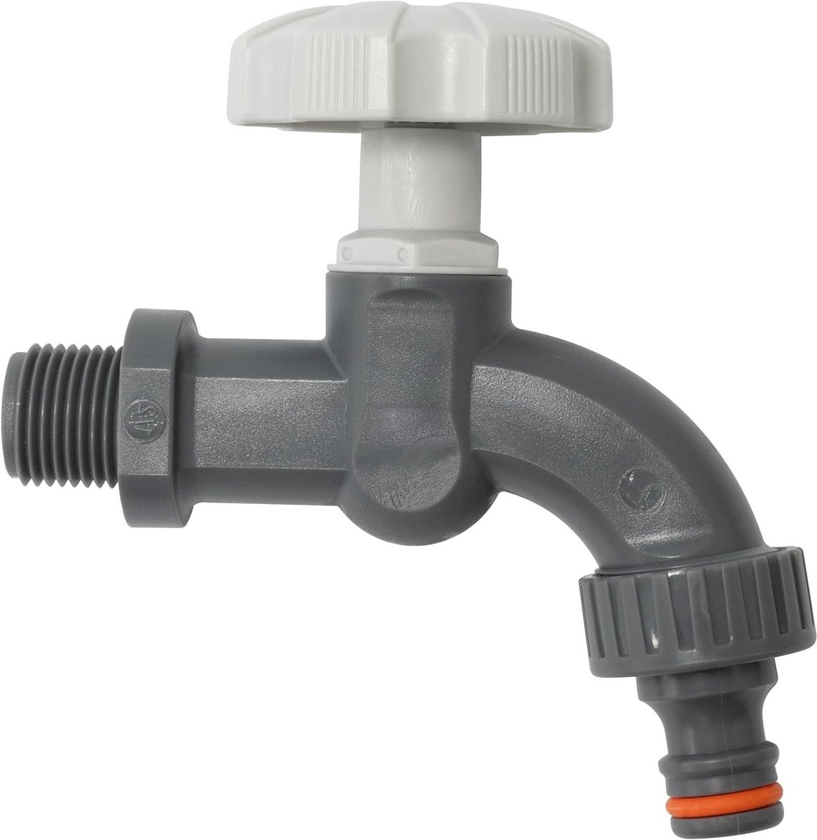 Allecta - Tuinslang Kraan 1/2 Inch met Snelkoppeling Kraanneus - Adapter Buitenconnector - Kunststof Grijs