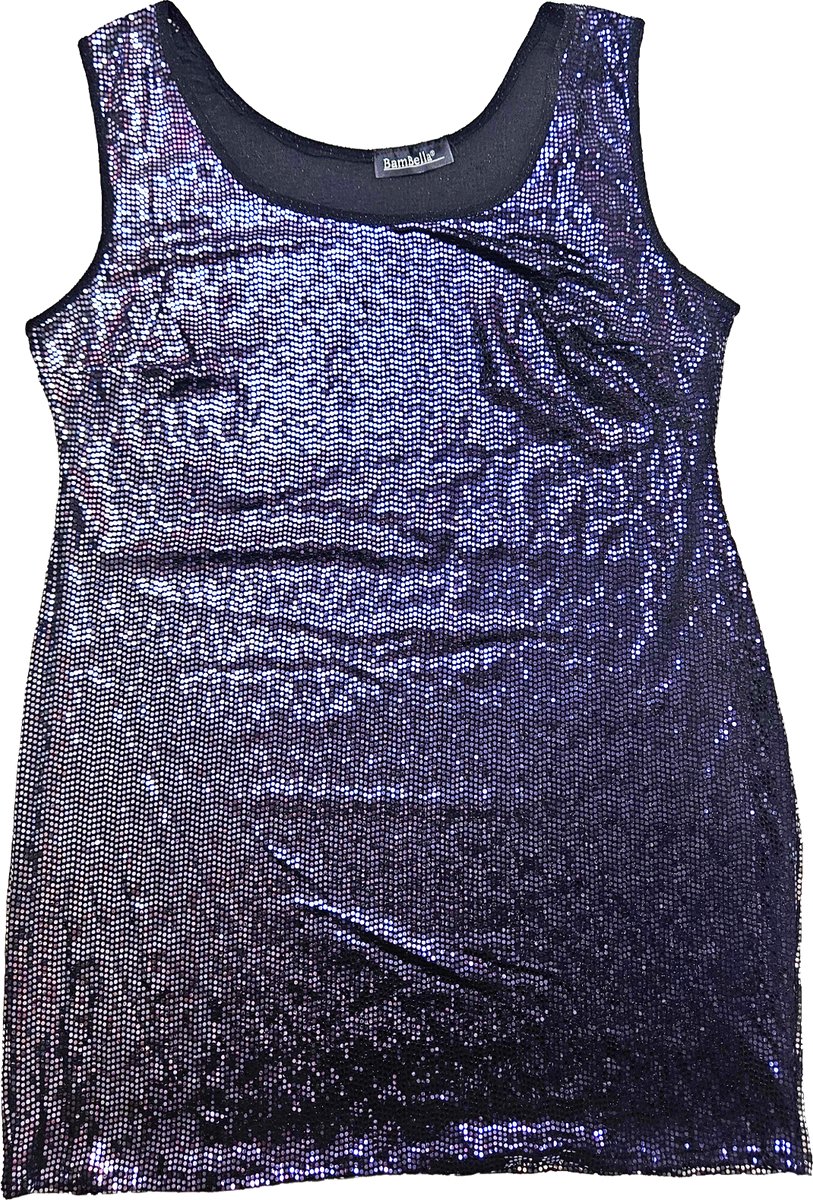 Jurk - Maat XL/XXL - Feest glitter kort jurkje mini tuniek blauw