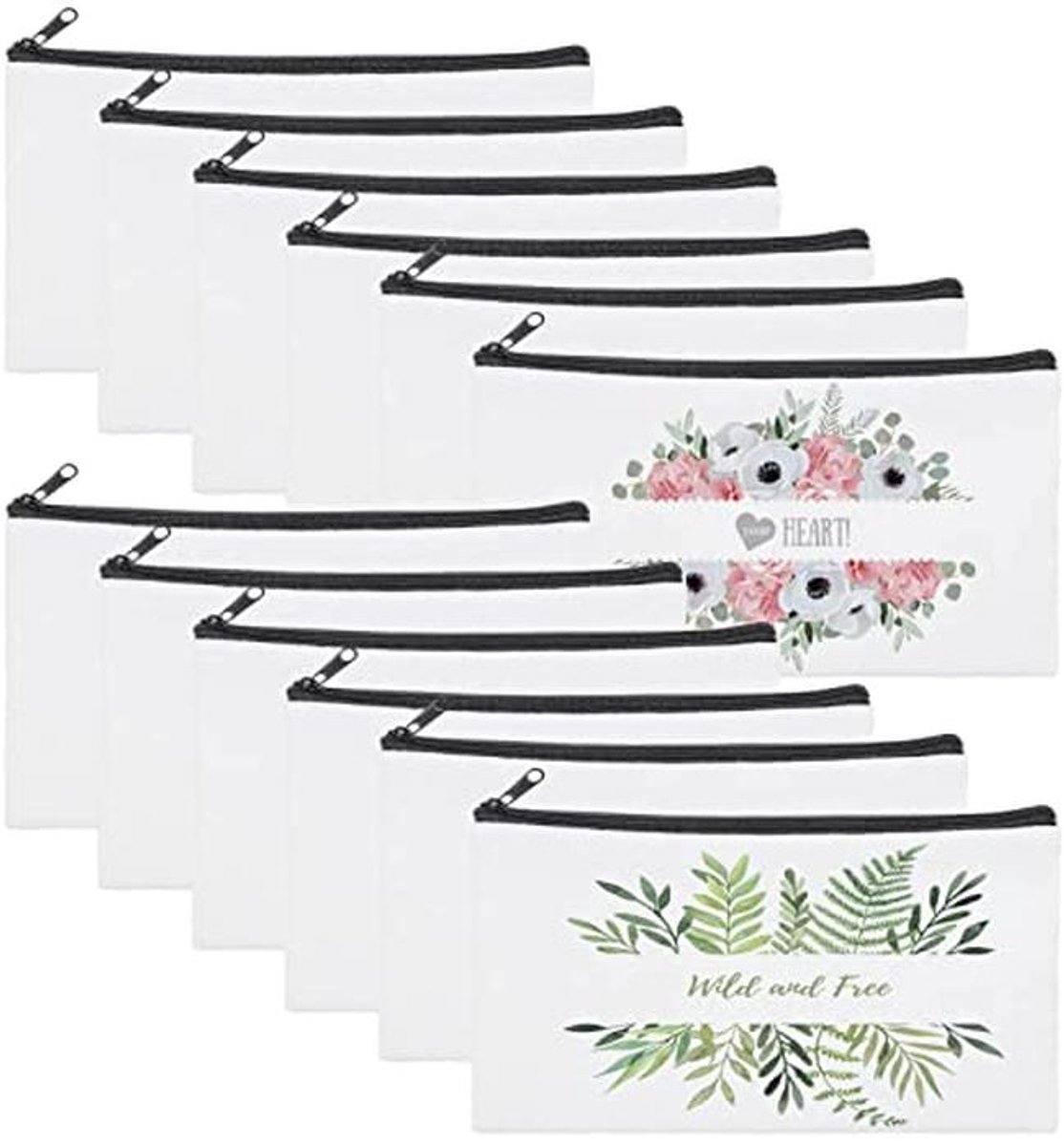 Sublimatie Draagtassen - Herbruikbare Canvas Tassen voor DIY Crafting - 12 Stuks Wit