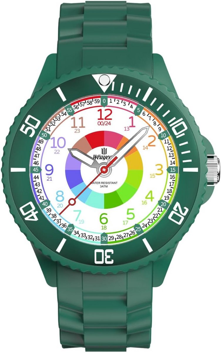 Kindhorloge Analoog Leerhorloge met Oefenlunette voor Jongens en Meisjes 4-15 Jaar