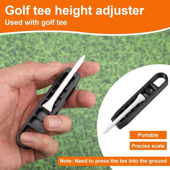 Allecta - Golf Tee Hoogte Aanpasser voor Consistente Swings en Precisie met Kunststof Meetinstrument - 6 Hoogtes van Allecta — afbeelding 3