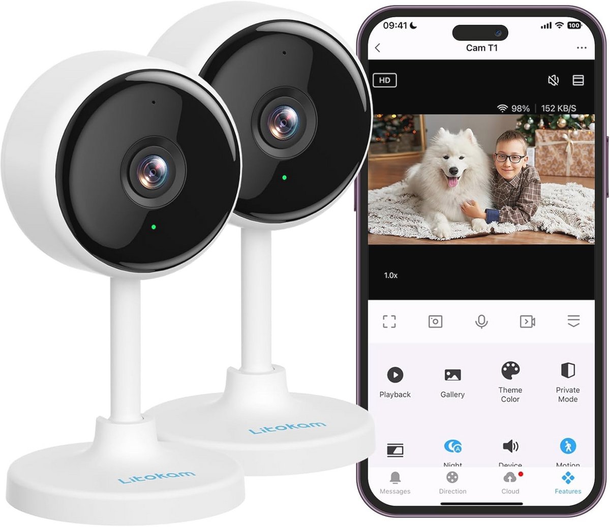 Huisdiercamera met 360° Motion Tracking en IR Nachtzicht - 2-weg Audio en WiFi Camera voor Baby en Huisdier