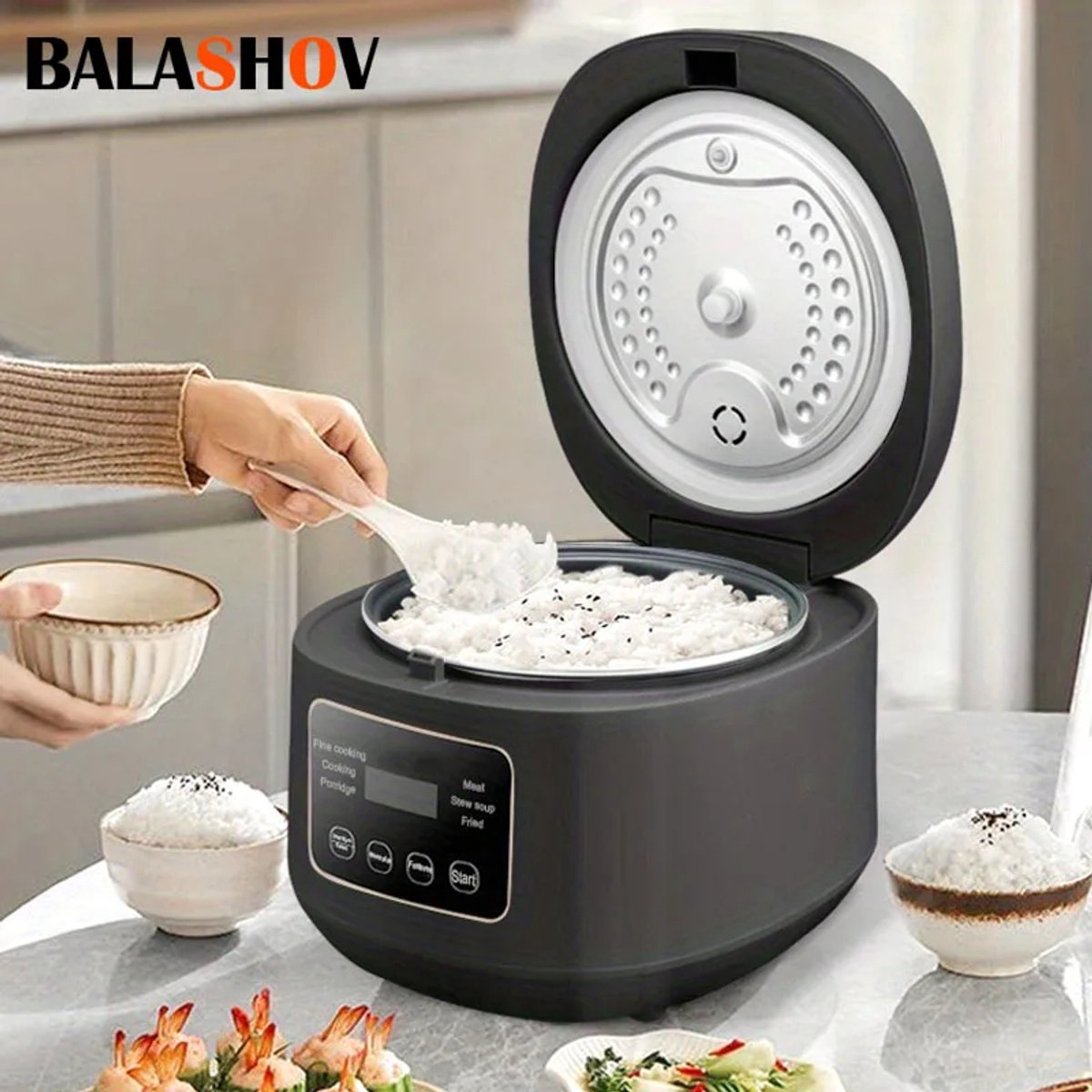 CYRO - Rijstkoker - Rijstkokers - Rijst Koker - Multicooker - 3L Capaciteit - met 8 Programma's - Snelkookpan - 220V - Zwart – foto 6