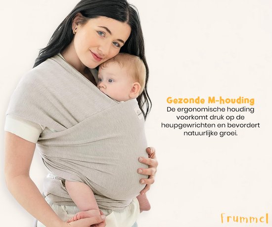 Frummel Baby Draagdoek Beige - Draagzak - Baby Wrap - Baby carrier - Draagdoek geweven - Baby 0-36 maanden - Newborn van Merkloos — afbeelding 5
