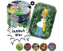 Special Drop: Rick&Morty Grinder Limited Edition - RANDOM DROP - Inclusief Premium rolblad van Staal - RVS - 4 Lagen - met Schepje - Crusher - Kruiden vermaler - Grinder - Metaal - Vermaler
