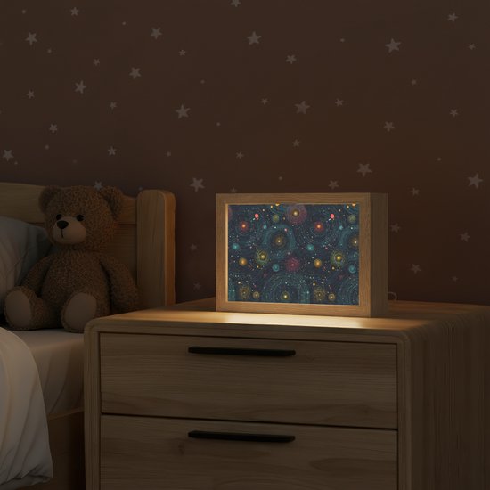 Nachtlampje 20x15 cm - Kinder lamp - Sterren - Kleurrijk - Lichtgevende kernen - Tafellamp kinderkamer - Slaapkamer lamp - Bedlamp kinderen - Kinderlampje stopcontact - Wandlamp babykamer - Nachtlampjes van Merkloos — afbeelding 2
