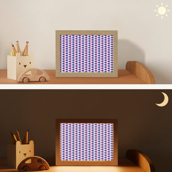 Nachtlampje 20x15 cm - Kinder lampje - Patroon - Schubben - Blauw - Roze - Tafellamp kinderkamer - Slaapkamer lamp - Bedlamp kinderen - Kinderlampje stopcontact - Wandlamp babykamer - Nachtlampjes van Merkloos — afbeelding 4
