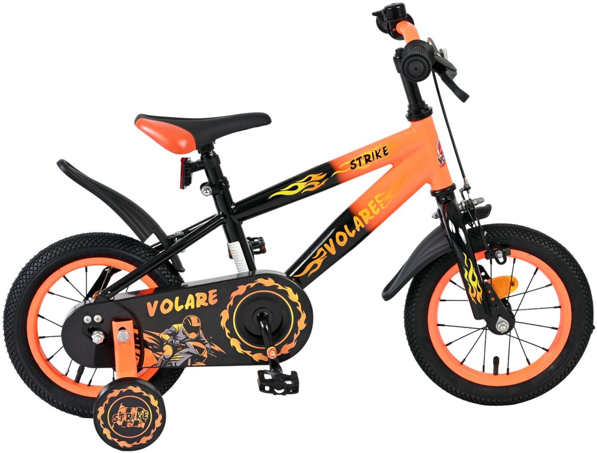 Volare Strike Kinderfiets - Jongens - 12 inch - Zwart Oranje