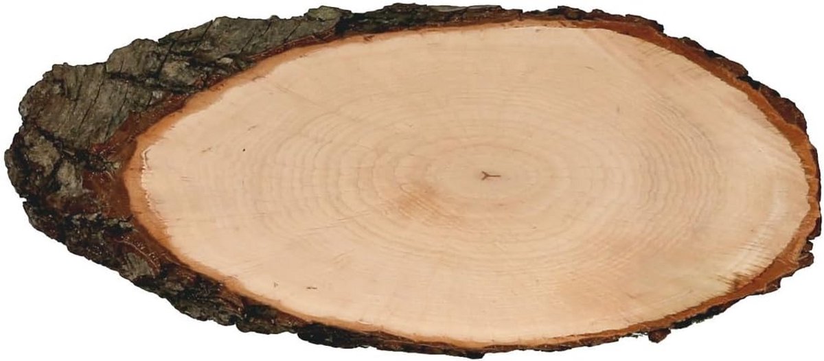 Ovale Houten Plak Schuim (circa 34 cm) - Geschuurd Dienblad van Essen Hout