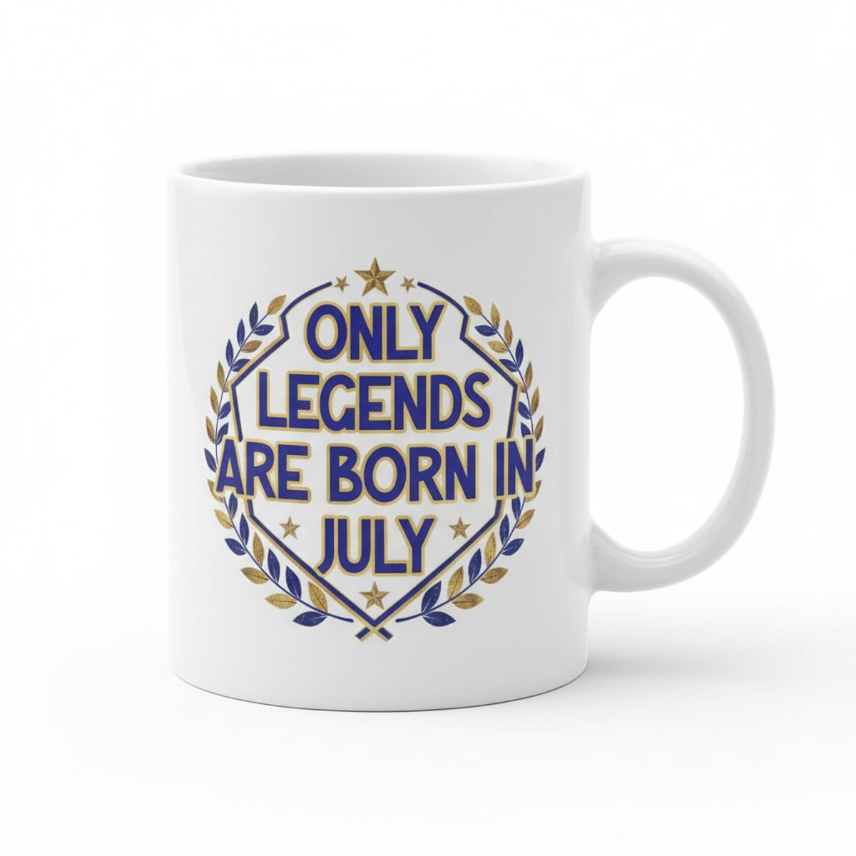 Luxe Verjaardag Tekst Mok 330 ml – “Only Legends Are Born in July” Koffie- & Theebeker Cadeau