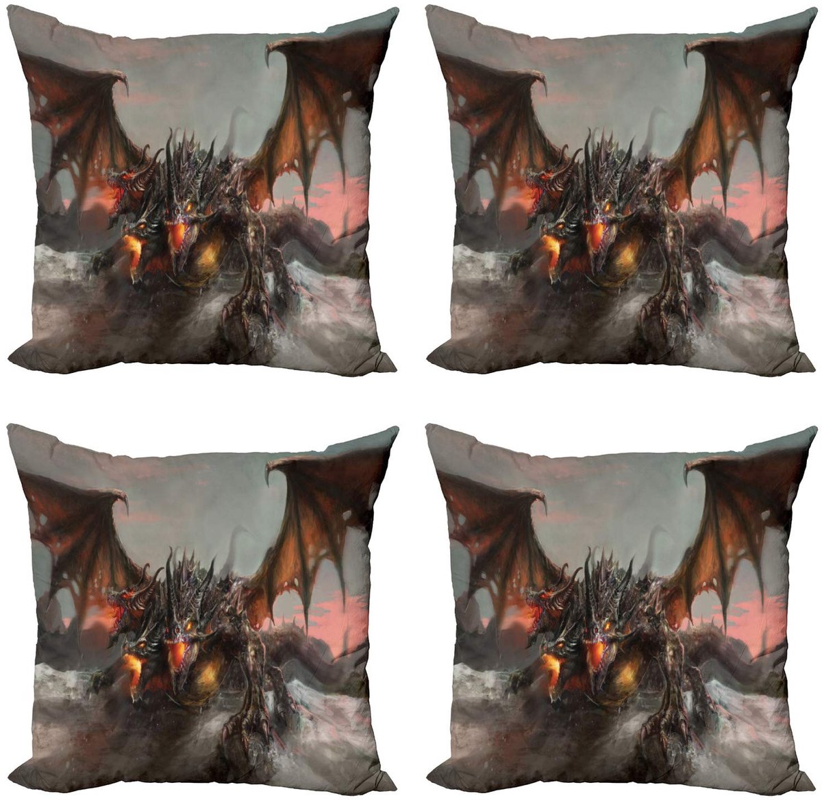 ABAKUHAUS Fantasy World kussenhoes – Set – 4x40 cm – dubbelzijdig Bruin Grijs