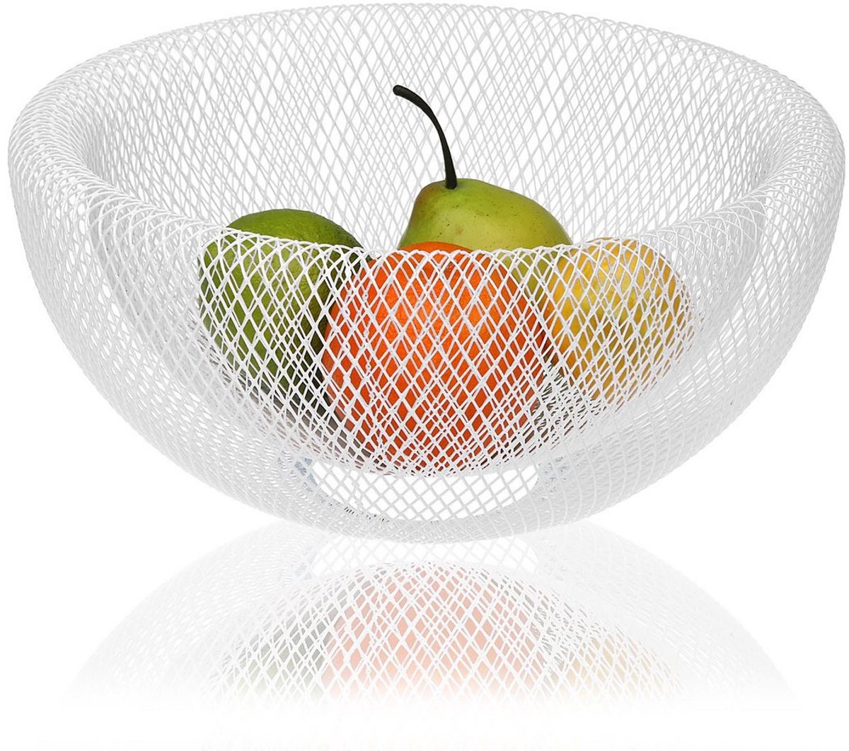 Doodadeals® Fruitschaal – Moderne Fruitmand van Metaal – Wit – Ø 30 cm – Dubbelwandig Design