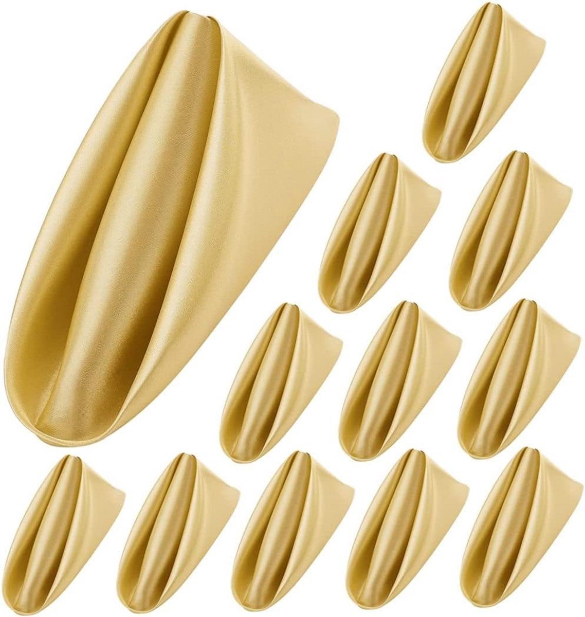 12x Luxe Gouden Servetten Satijn Vierkant Herbruikbaar voor Diner en Feest