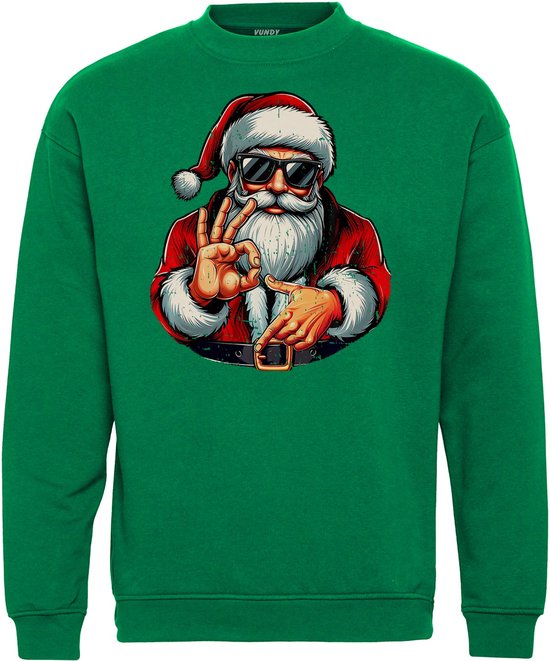 Kersttrui Kerstman Six Seven 67 | Foute Kersttrui heren dames | Christmas Sweater | Groen | maat M