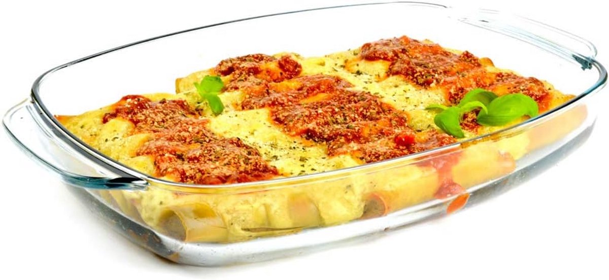 Grote Ovenschaal 3.6L Rechthoekig Glas voor Lasagne, Bakken en Braden