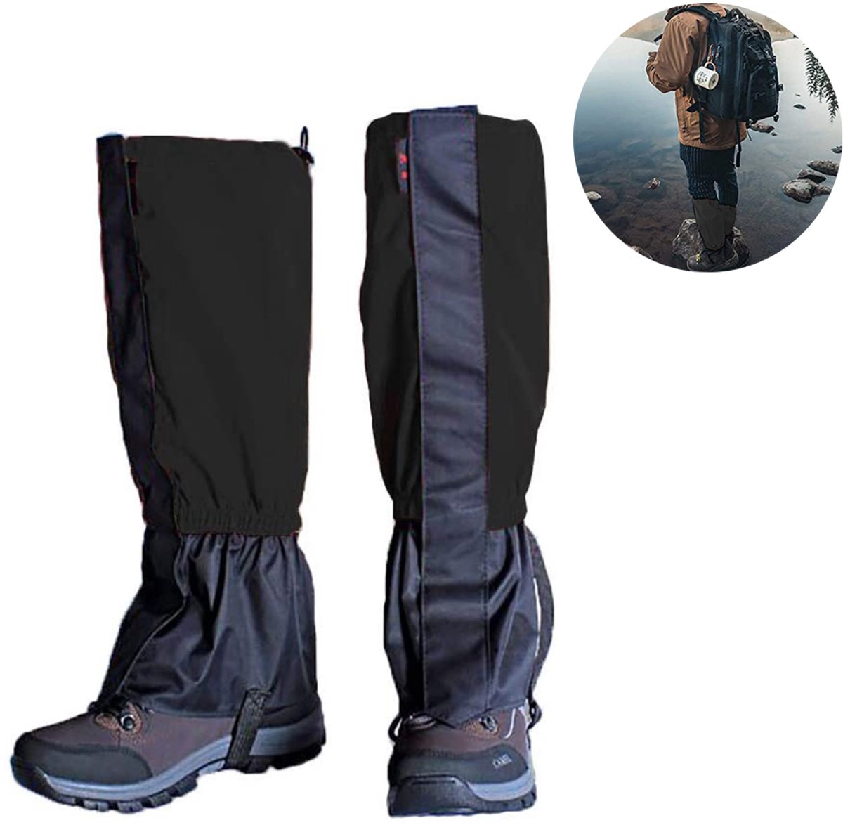 Gigicial Waterdichte gaiters Beschermende uitrusting voor wandelen Houdt de voeten droog en veilig lichtgewicht en geschikt voor buitenactiviteiten 1 paar voor kinderen Zwart