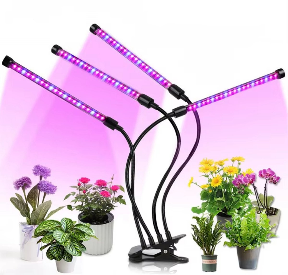 4in1 Verstelbare LED Kweeklamp 40W – 80 LEDs – Timer 3/9/12u – Plantlamp – Groei & Bloei Lamp