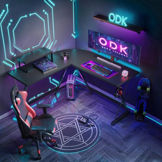 L-vormig Gaming Bureau Hoekbureau met Monitorstandaard voor Thuiswerk en Gaming van Merkloos — afbeelding 4