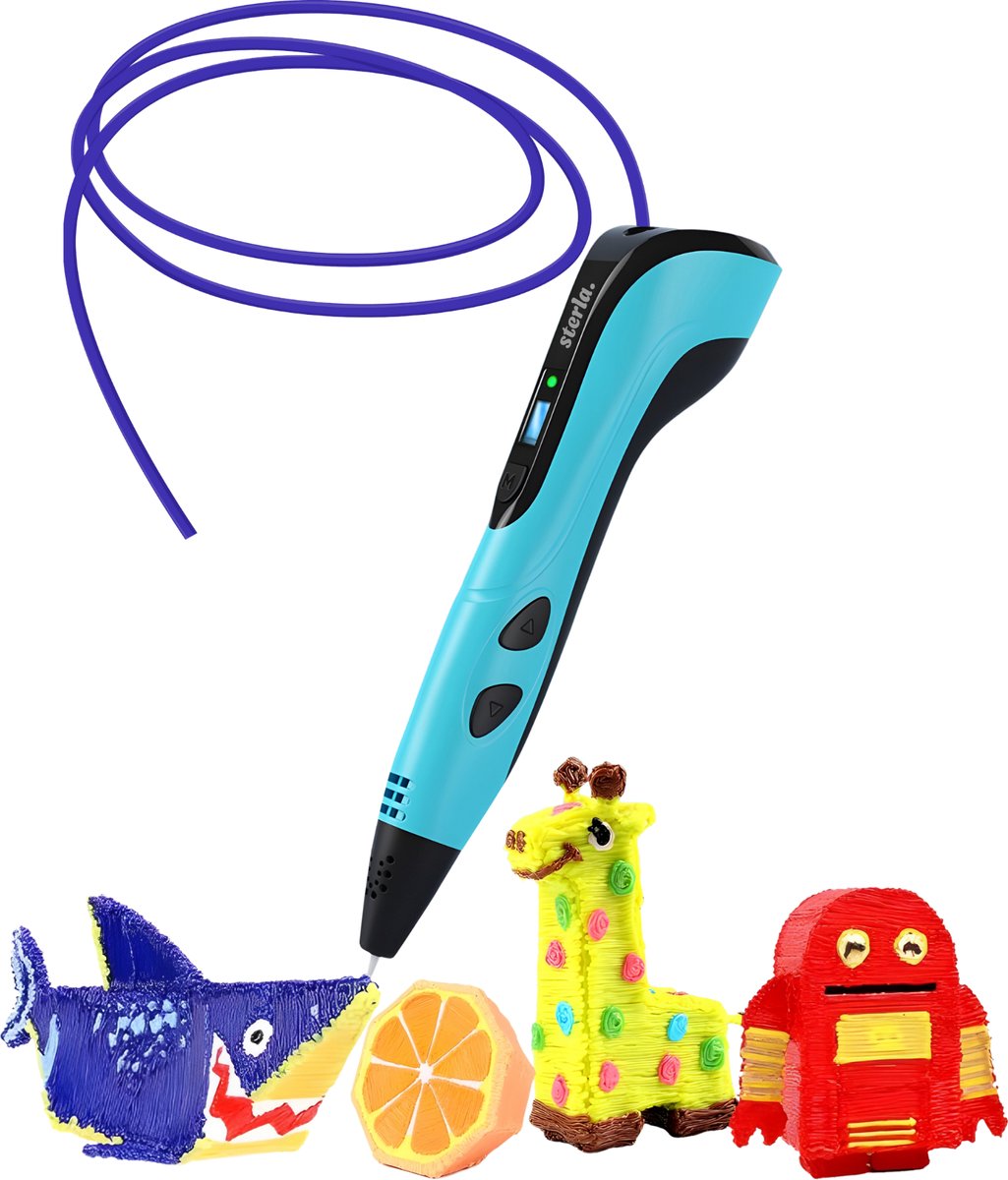 Premium 3D Pen Starterset USB-C – 3D Tekenpen met Filament – LCD Display – Kindvriendelijk – Blauw
