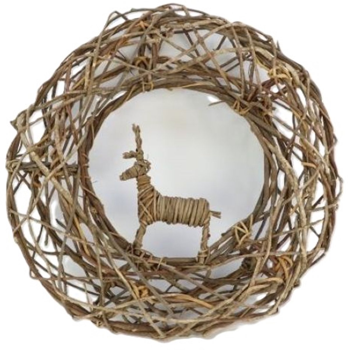 DBT Krans met Rendier Landelijk Natuurlijke Materialen Bruin-Naturel D 48 cm H 12 cm