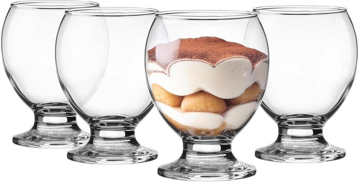 Set van 4 Glazen IJskommetjes/Dessertschalen 280 ML - Vaatwasmachinebestendig