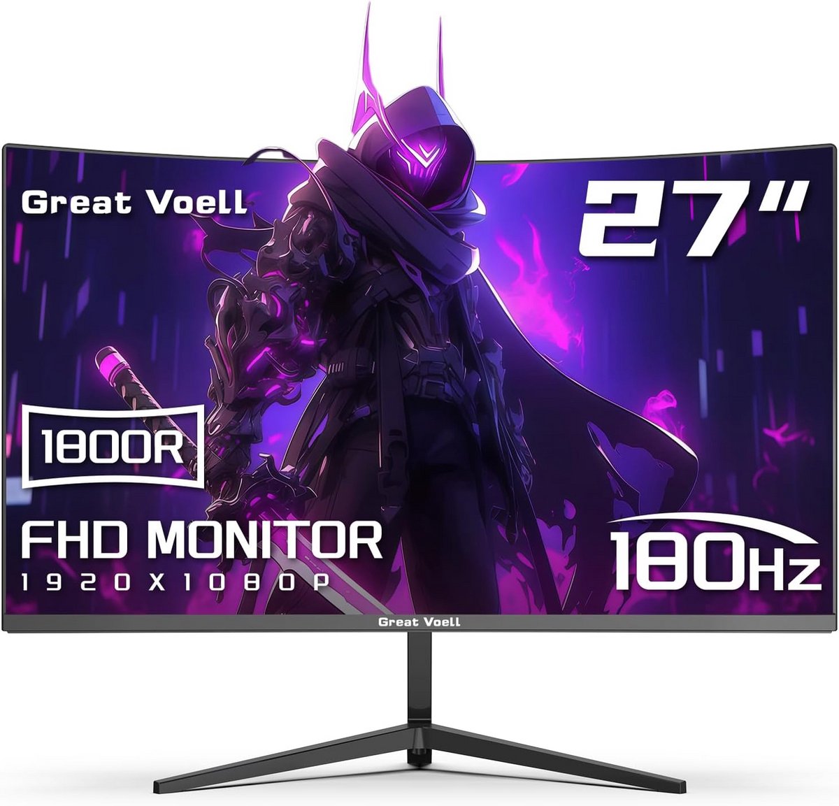 27 Inch Curved Gaming Monitor FHD 180Hz - 1ms Reactietijd, HDR, 99% sRGB, Blauwlichtfilter
