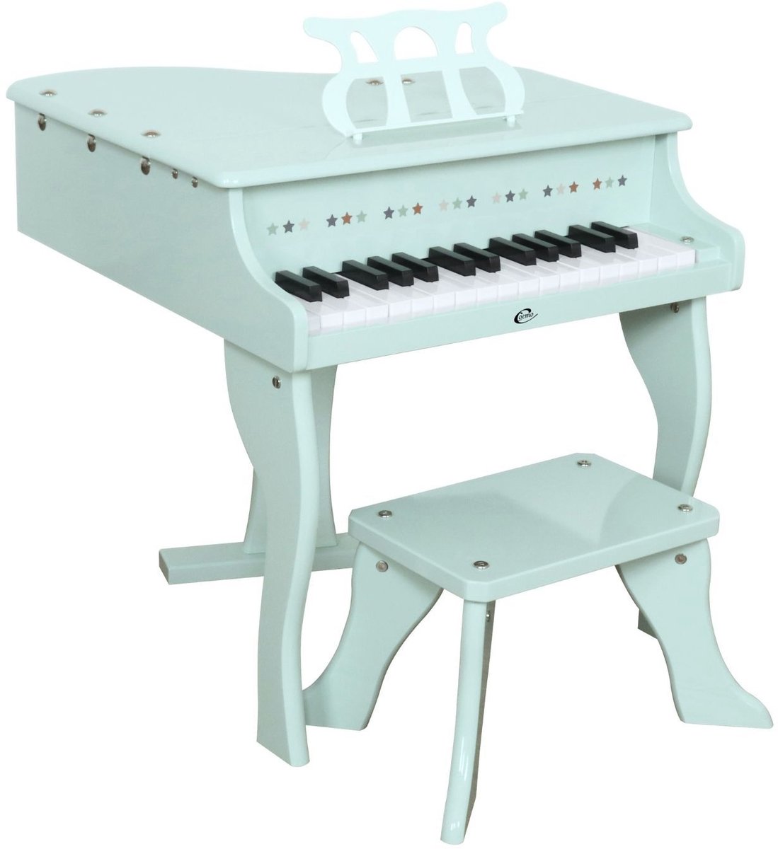 Coemo Kindervleugel met krukje, speelgoedmuziekinstrument, Keyboard voor Kinderen, Hout, Mintgroen 50x52x50 cm